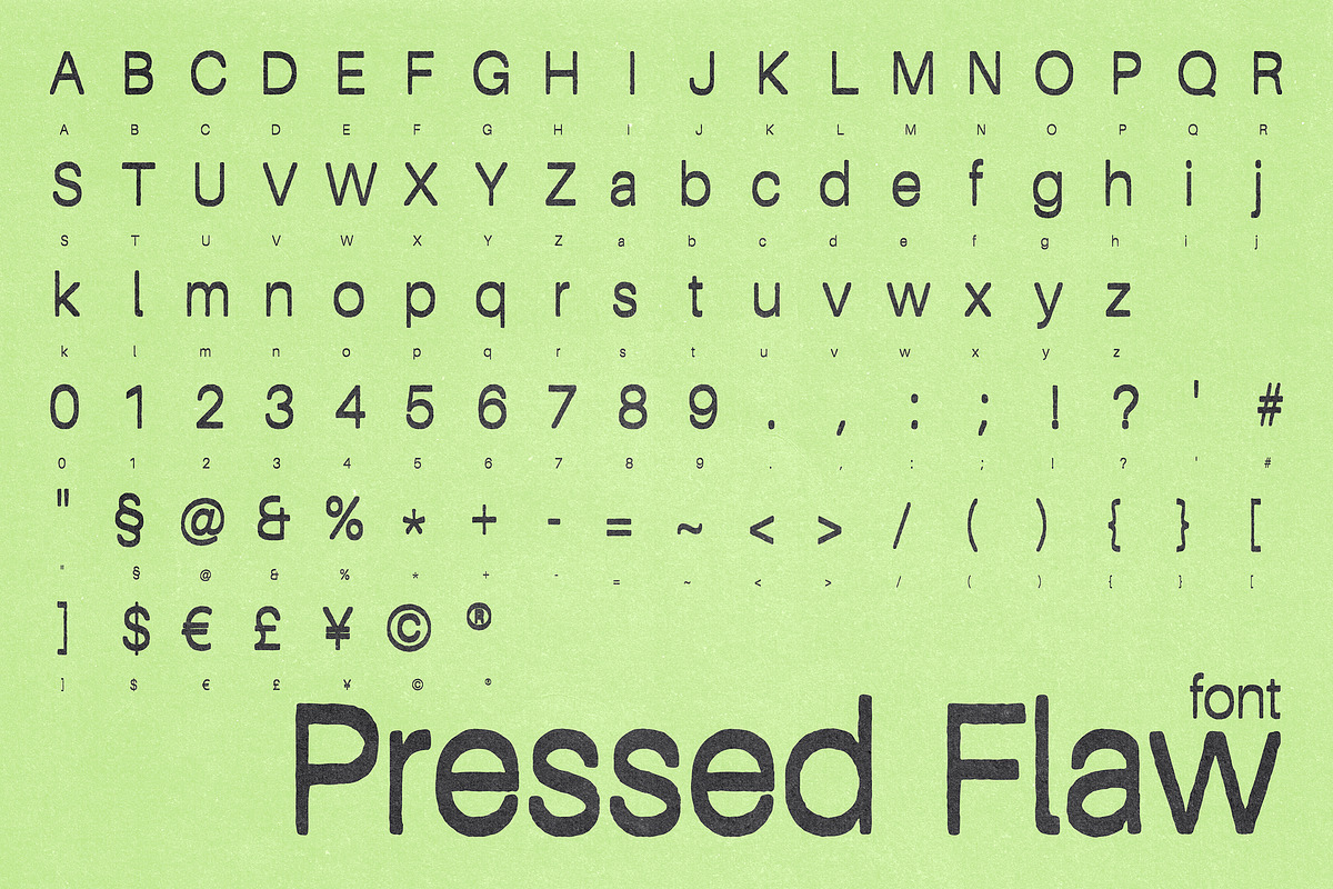 Pressed Flaws Textured Typeface, a Sans Serif Font by softulka (Photo 5 of 5)