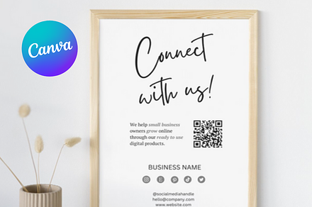 Social Media QR Code Sign Template