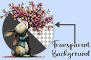 Whimsical Spring Rabbits Clipart PNG, an Illustration by Canvas Craft (Thumbnail 2 of 7)