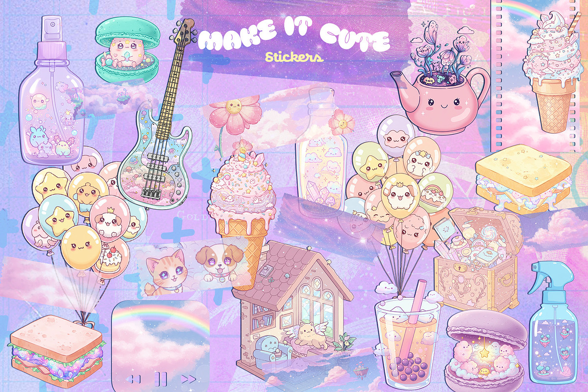Make it Cute – Kawaii Stickers, an Object Illustration by LuOtero (Photo 5 of 5)