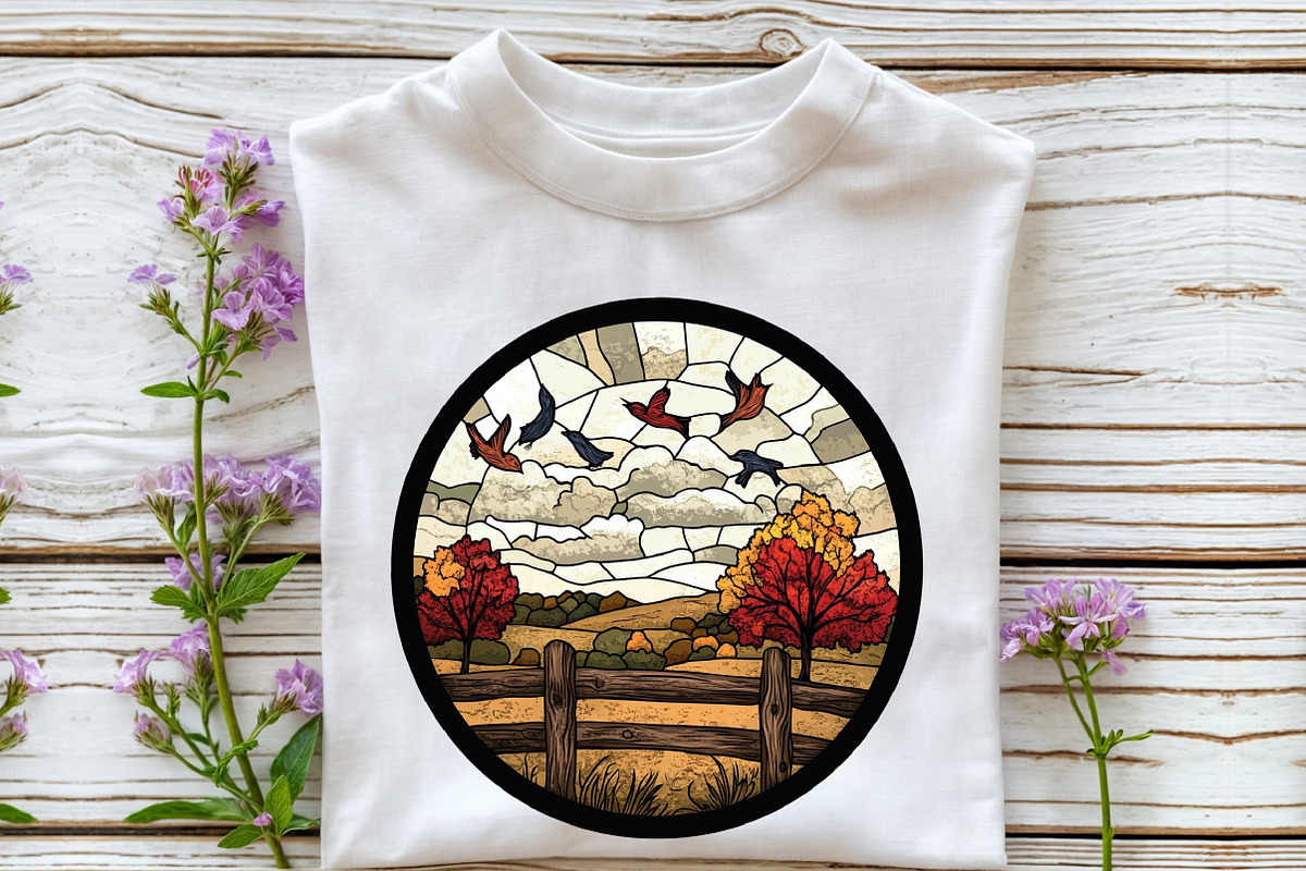 Fall Autumn Bird Stained Glass Clipa, an Illustration by Rose Art (Photo 3 of 7)