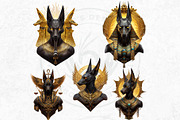 Egyptian God Anubis clipart Set, an Education Illustration by ThatsDesignArt (Thumbnail 9 of 10)