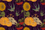 Gothic Autumn Harvest Folk Pattern, a Pattern Graphic by NayaChu (Thumbnail 1 of 9)