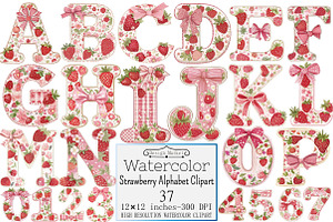 Strawberry Alphabet Clipart, a Seasonal Illustration by Design Market