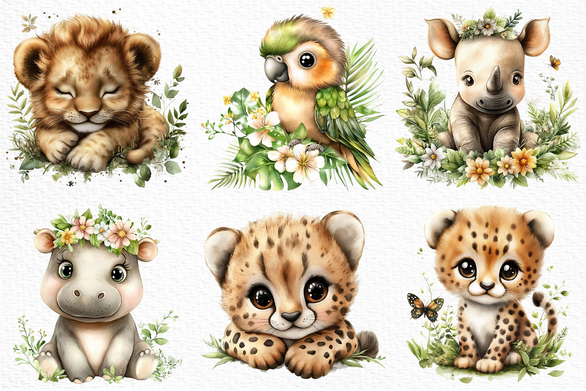 Watercolor - Safari Animals Png, an Illustration by Craft Nest (Photo 4 of 11)