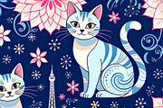 Parisian Cats Background, an Animal Illustration by Sharon Schwalbe (Thumbnail 4 of 5)
