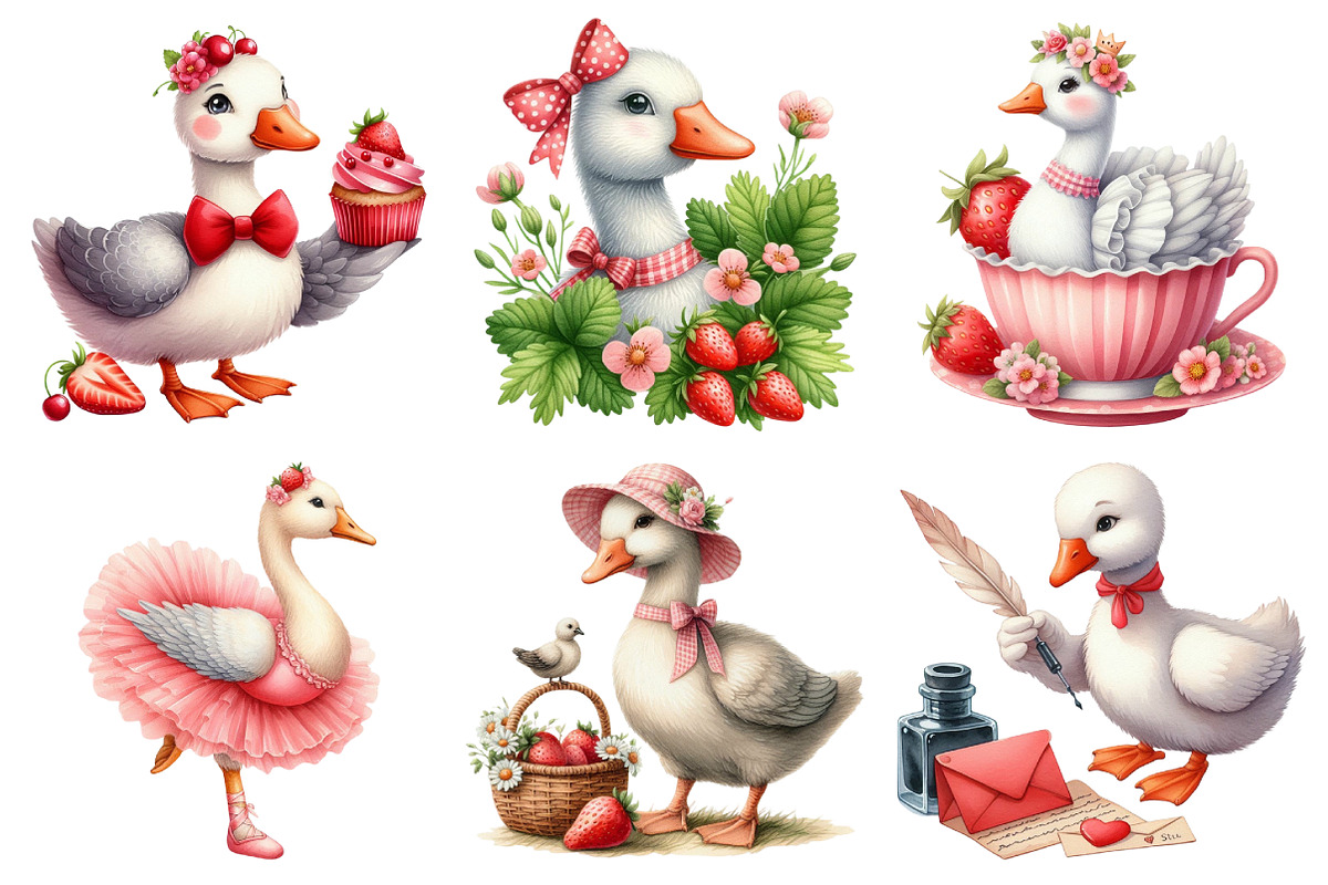 Strawberry Coquette Goose Sublimatio, an Illustration by Daily.Designs (Photo 3 of 5)