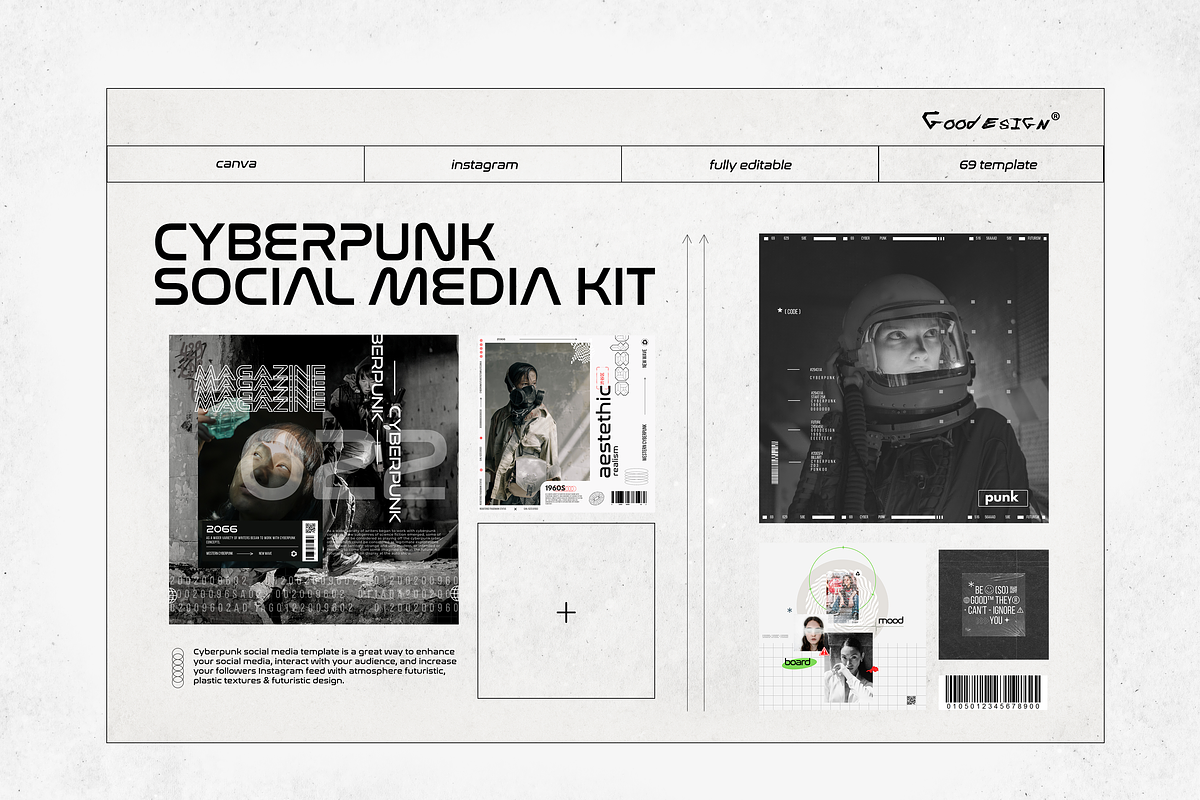 Cyberpunk | Social Media Pack CANVA, a Social Media Template by goodesign (Photo 1 of 2)