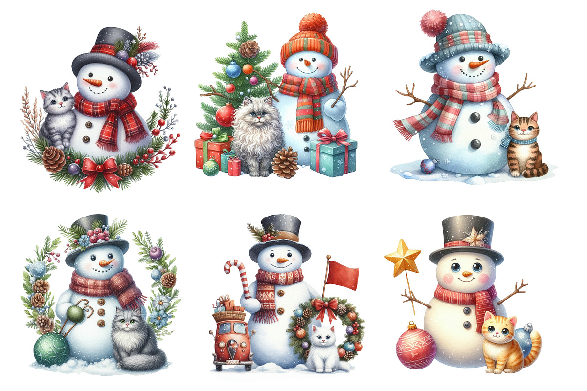 Christmas Snowman with Cats Sublimat, an Illustration by Designworld (Photo 4 of 6)