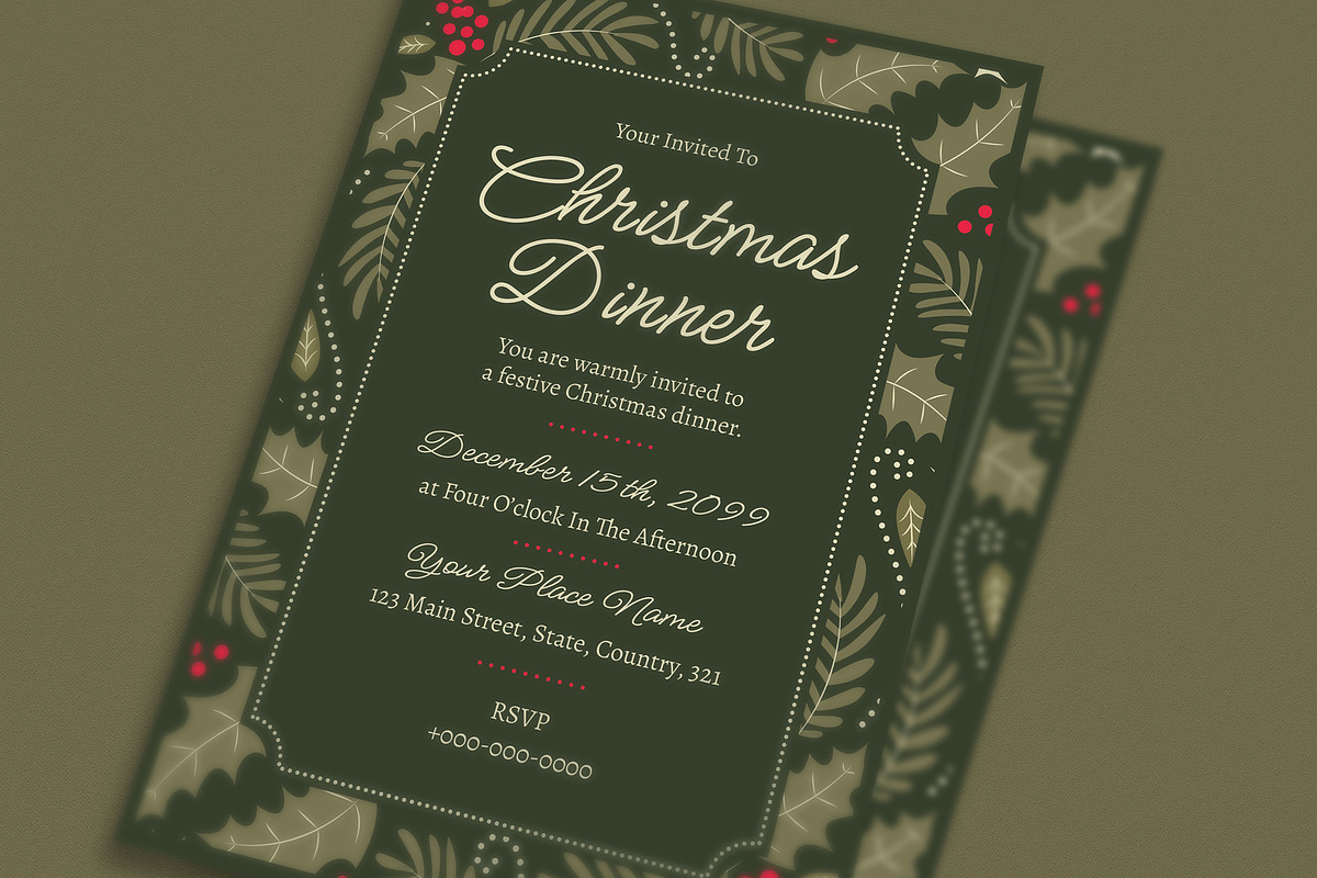 Floral Christmas Dinner Invitation, an Invitation Template by Guuver (Photo 2 of 3)