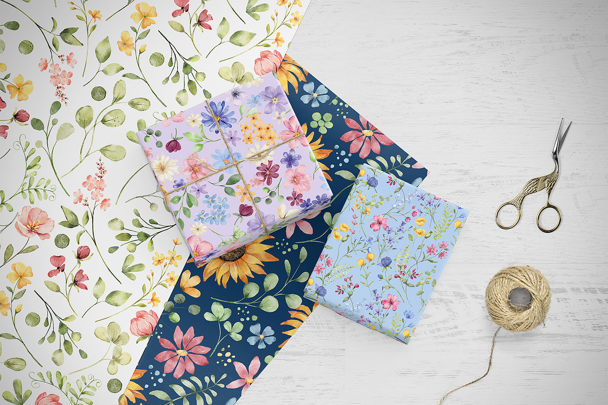 Seamless patterns wildflowers, a Pattern Graphic by Larisa Maslova (Photo 3 of 4)