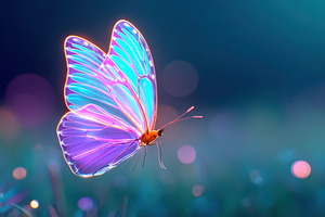 Glowing butterfly in vibrant colors, an Animal Photo by AlyaAnd
