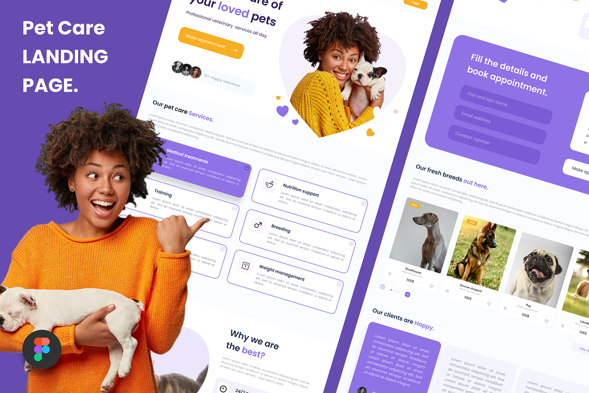 Pet Care Landing Page Template, a Websites & App Template by anchor_point_heshan