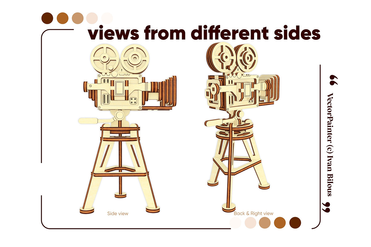 Retro Video Camera - Laser Cut File, an Object Graphic by VectorPainter (Photo 13 of 16)