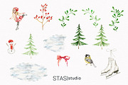 Watercolor Christmas Clipart, a Seasonal Illustration by STASIstudio (Thumbnail 2 of 3)