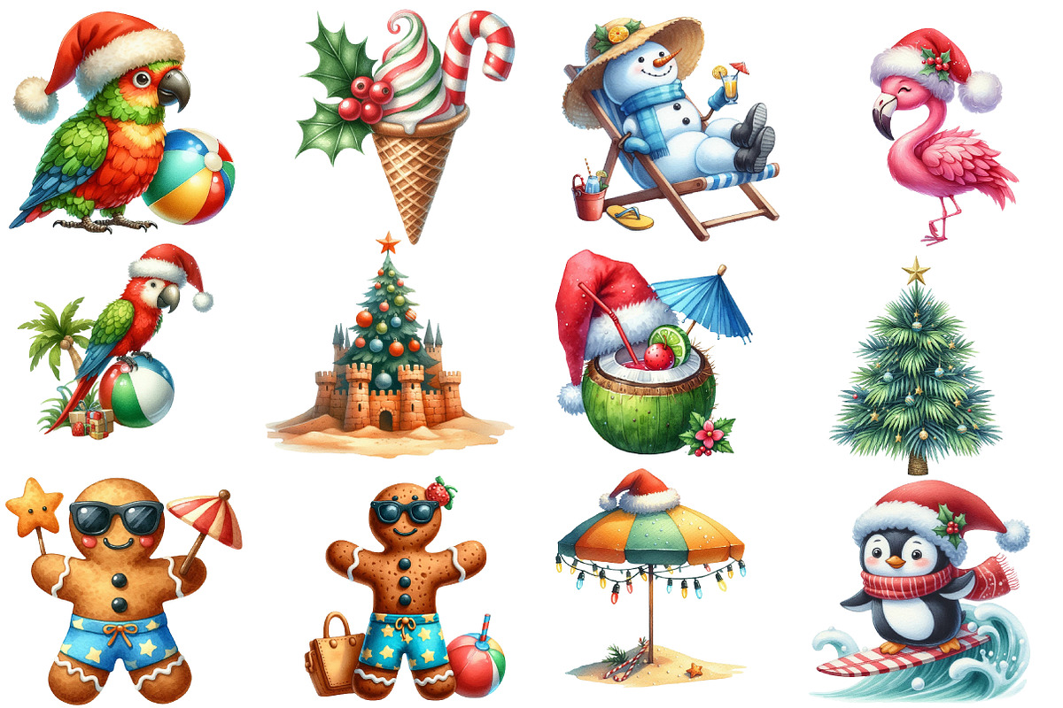 Summer Christmas PNG Watercolor, an Illustration by Designworld (Photo 4 of 6)