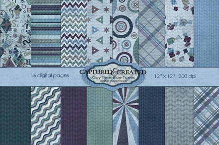 Guy Time Blue Tones Paper Pack- 16