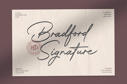 Bradford Signature, a Handwritten Font by Hendra Pratama