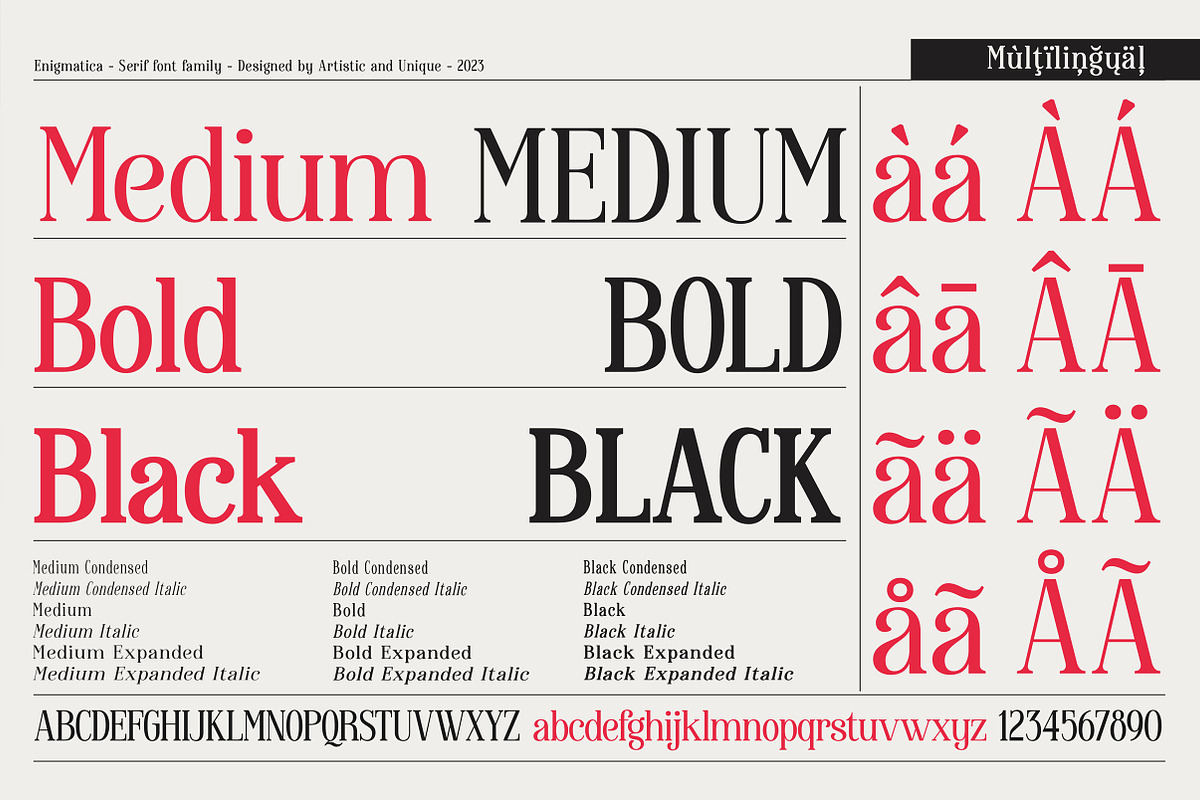 Enigmatica - Serif font family, a Serif Font by Artistic & Unique (Photo 2 of 15)
