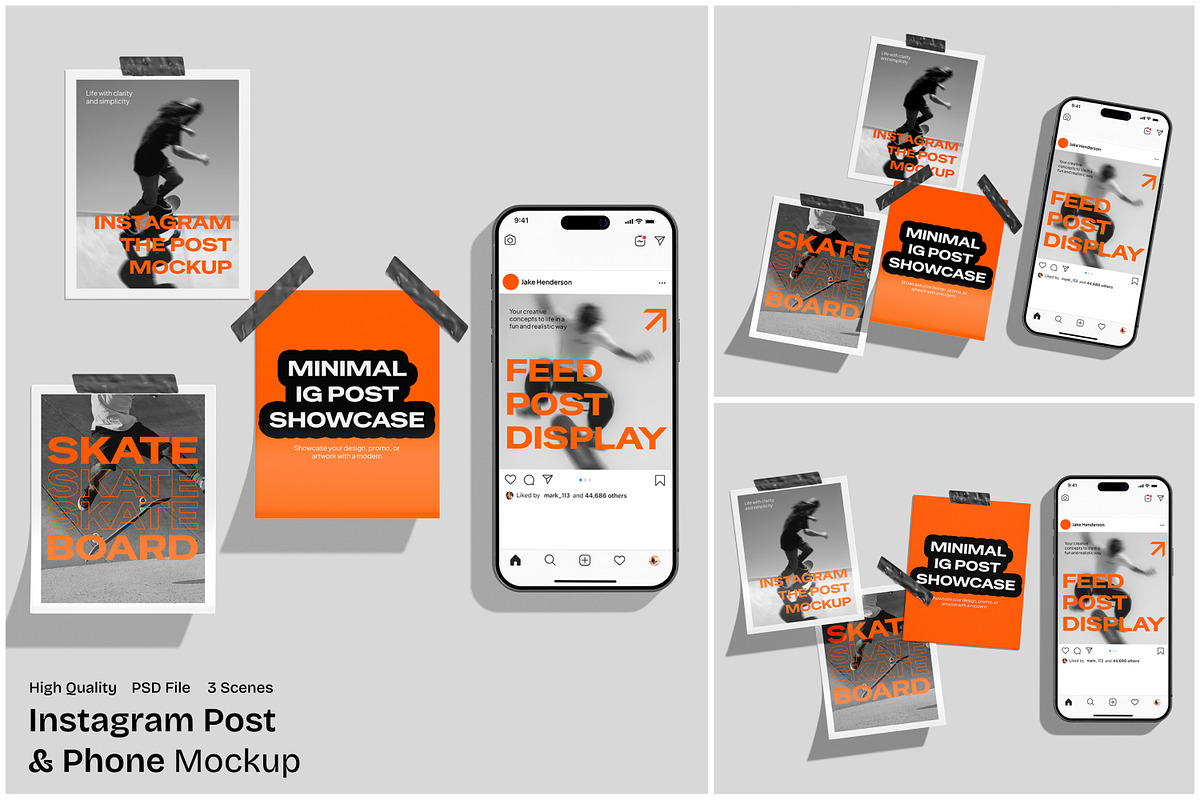 Instagram Post & Phone Mockup, an Advertising Mockup by Unerispace (Photo 1 of 5)