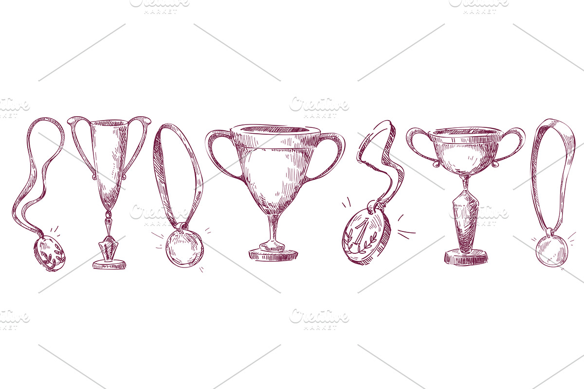 Sport trophy doodle collection, an Object Illustration by art PVP - market