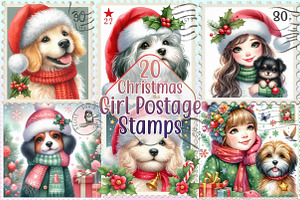 Christmas Girl Postage Stamps