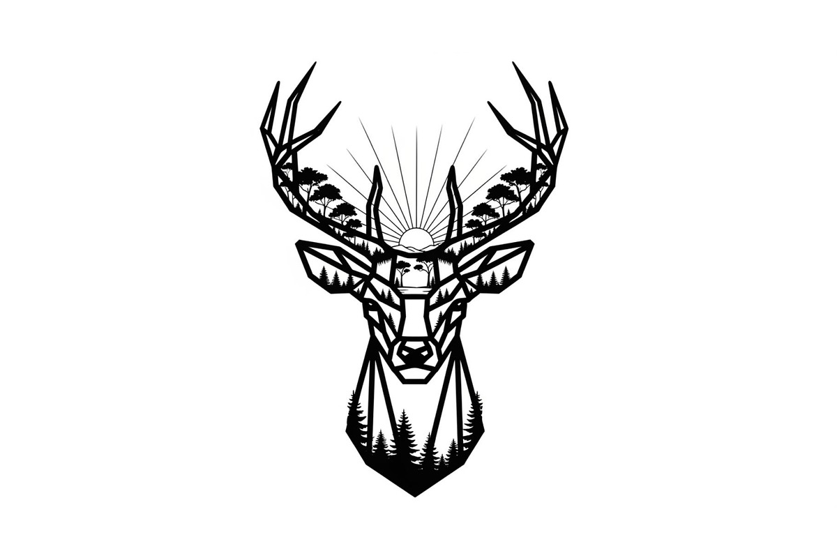 Artistic Geometric Deer Head Bundle, an Illustration by yasushie (Photo 24 of 31)