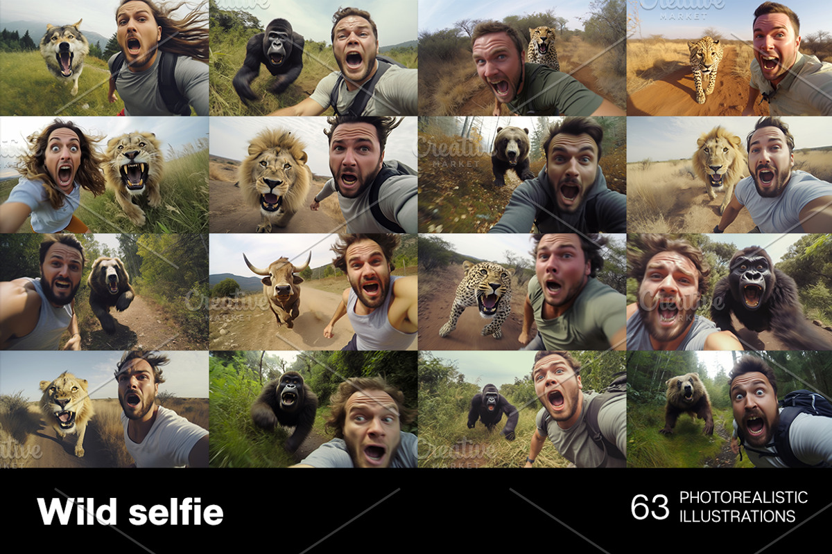 Selfie with wild animals - 63 images, an Animal Photo by Handmadefont (Photo 4 of 11)
