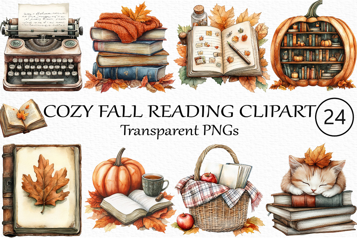 Cozy Fall Reading Clipart, an Illustration by Craft Nest (Photo 1 of 5)