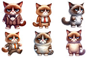 Watercolor Funny Grumpy Cat Clipart, an Illustration by CraftArtStudio (Thumbnail 2 of 5)