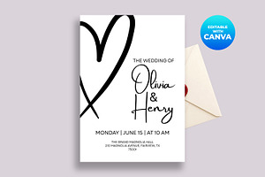 Minimalist Wedding Invitation Canva, an Invitation Template by M9 Design