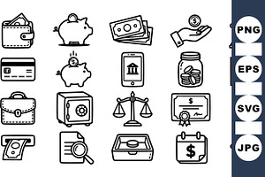 Minimal Finance Icon Clipart Set, an Illustration by designvectx