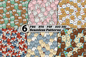 Cute Doodle Animal Bundle Patterns, a Pattern Graphic by one-touch