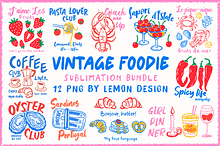 Vintage Foodie Doodle PNG Bundle by  in Illustrations