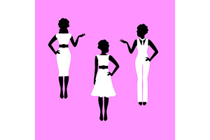 Fashion Woman Model Silhouettes Set