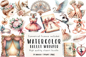 Watercolor Ballet Whisper Clipart, an Illustration by CreationArt