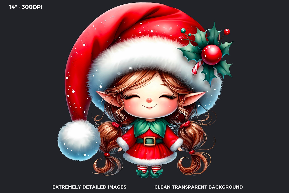 Christmas elves Clipart Set, a Seasonal Illustration by ThatsDesignArt (Photo 3 of 10)
