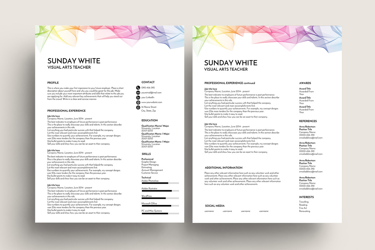 resume template word creative, a Resume Template by PinkJellyfish (Photo 2 of 7)