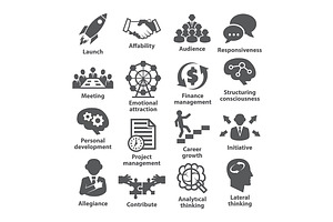 Business management icons. Pack 01.