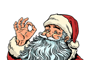 Pop Art Retro Santa Claus gives the, an Object Illustration by studiostoks