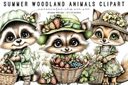 Summer Woodland Animals Clipart, an Illustration by SinaCreation (Thumbnail 1 of 9)