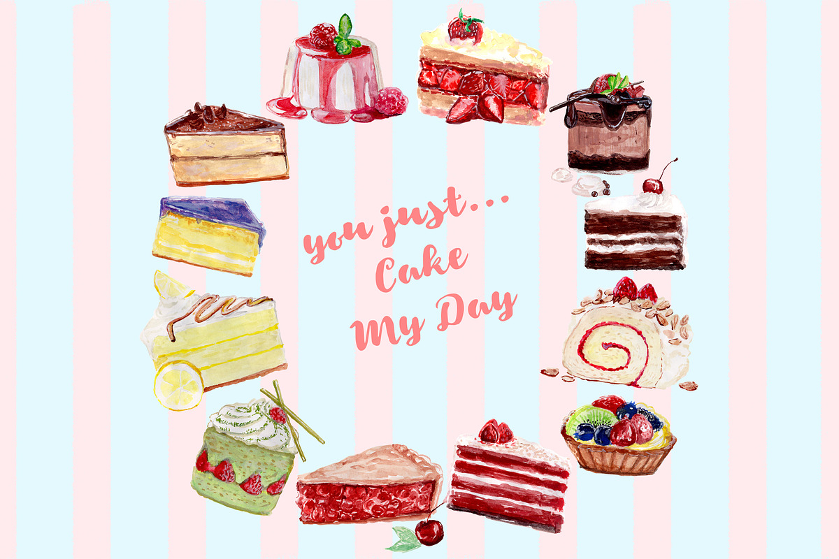 Watercolor Cakes - Cake My Day!, an Illustration by clairedelune (Photo 6 of 6)