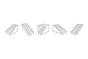 Set of 5 outline stair icons