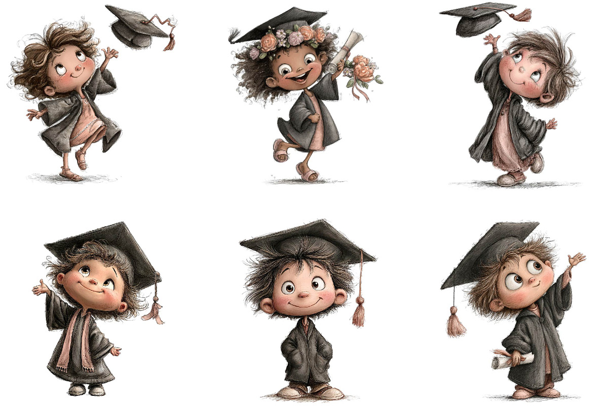 Whimsical Graduation Children PNG, a Person Illustration by fashionaddict
