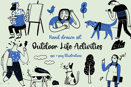 Hand drawn outdoor life activities
