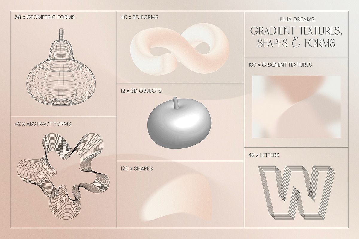 Gradient Textures Shapes 3D Objects, an Object Graphic by Julia Dreams (Photo 3 of 23)