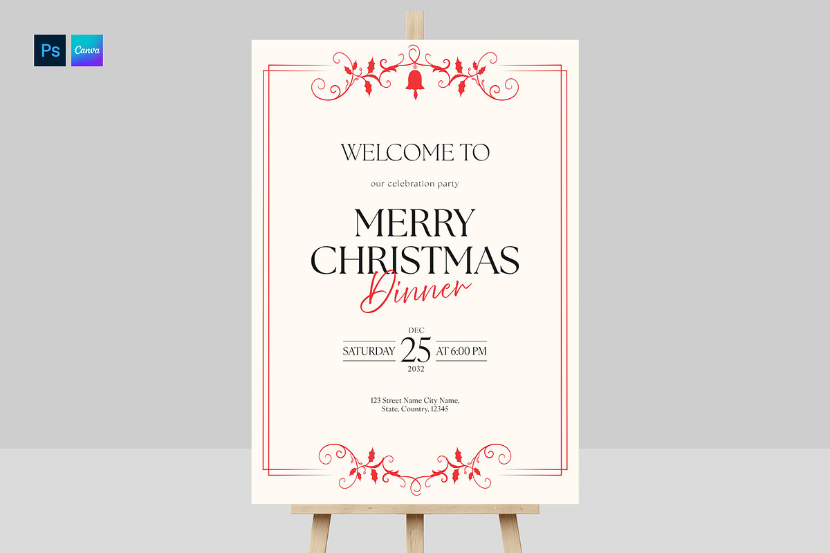 Christmas Welcome Sign Template, a Poster Template by BrandPacks (Photo 5 of 5)