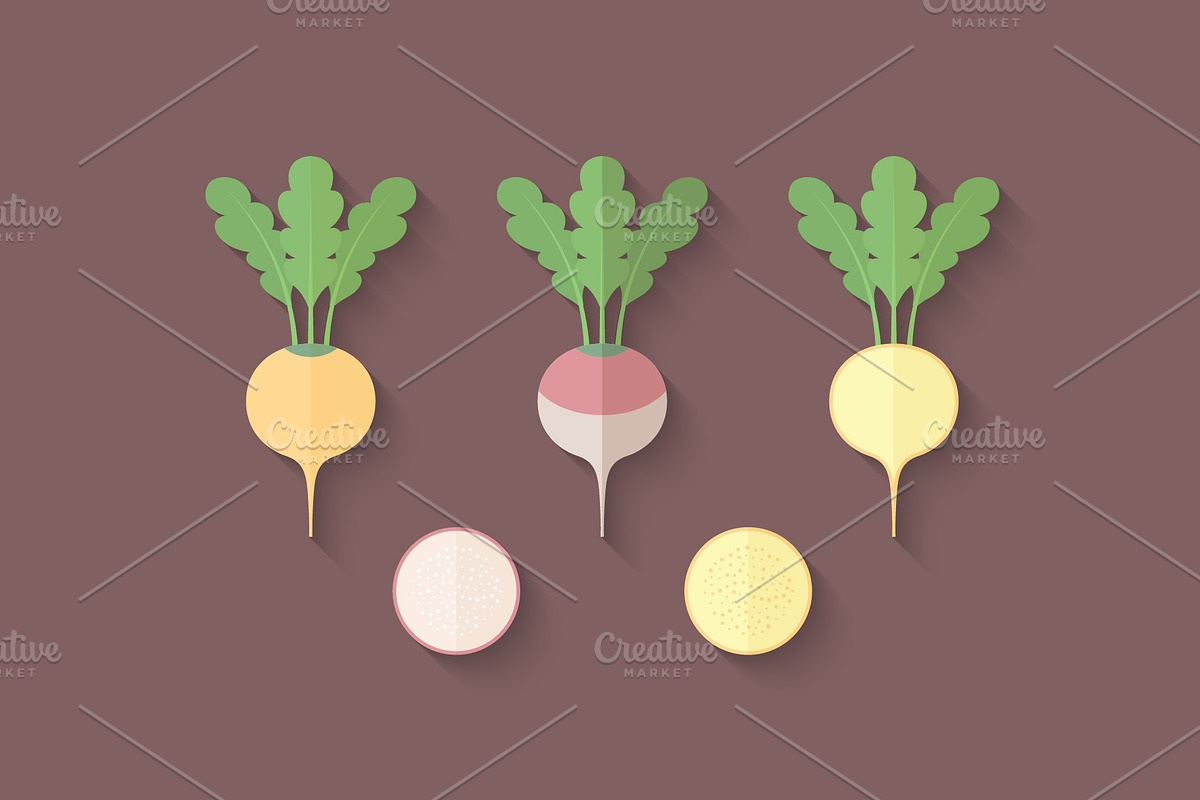 Flat Vegetables Set, an Illustration by Alex Serada (Photo 12 of 17)