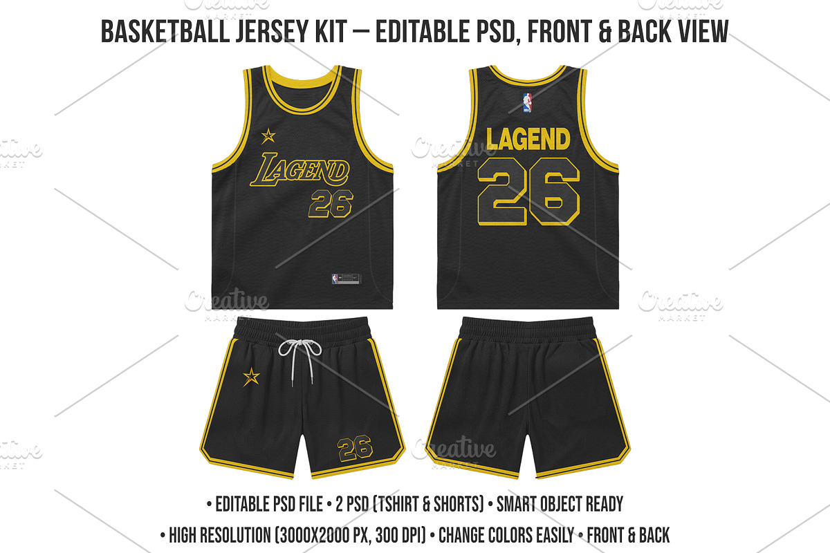 Basketball Jersey kit – Editable PSD, a Shirt Mockup by std.badboy (Photo 1 of 4)