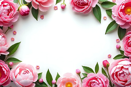 Bright Peonies Frame Background For, a Photo by LOGOCREATIVE
